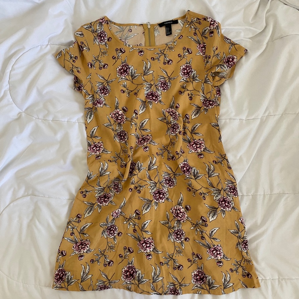 Honey Yellow Floral Shift Dress